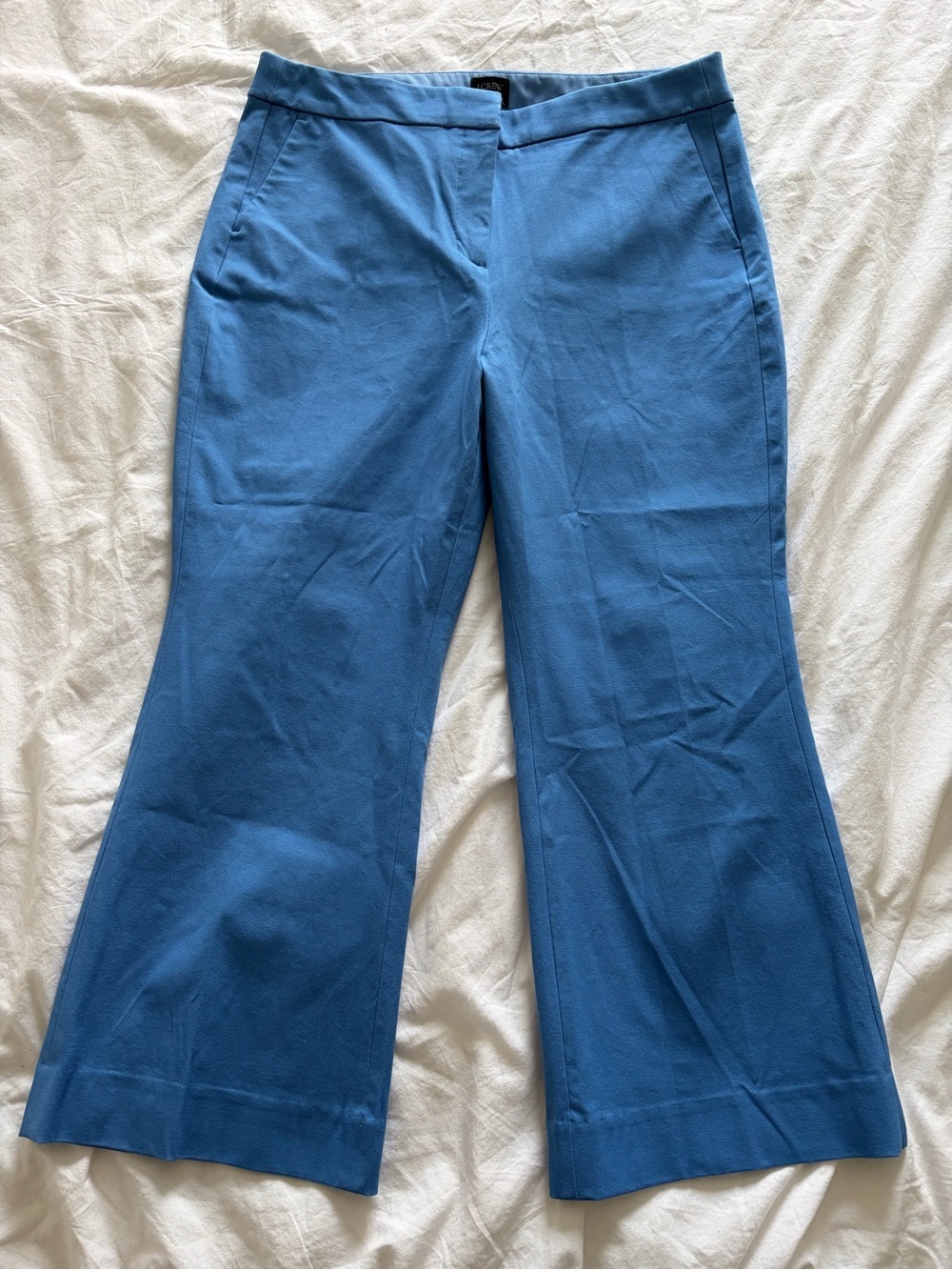 J. Crew Blue Kelsey Pant NWT Casual Cotton Blend Cropped Wide-Leg Colette Pants